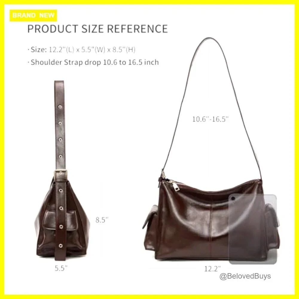 Vegan Leather Hobo Shoulder Bag Adjustable Strap Slouchy Purse